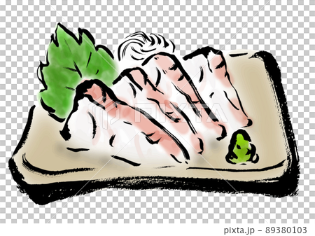 鯛のお刺身の 手描き和風イラストのイラスト素材