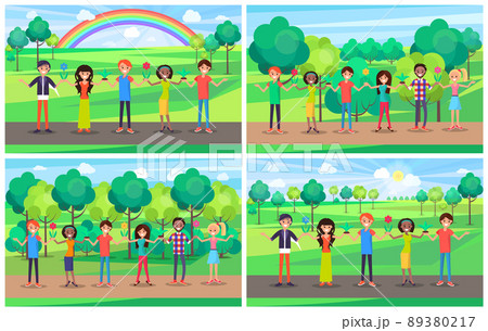 People Cartoon Characters Multinational Citizens People Cartoon Characters Multinational Citizens 89380217