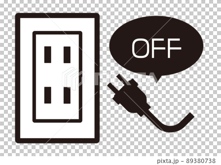 コンセントプラグを抜く節電をイメージしたイラスト素材 コンセントプラグを抜く節電をイメージしたイラスト素材 89380738