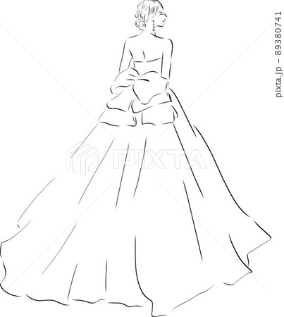 ウェディングドレスを着た女性　線画 89380741