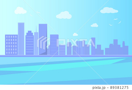 City Landscape with River and Skyscrapers Vector City Landscape with River and Skyscrapers Vector 89381275