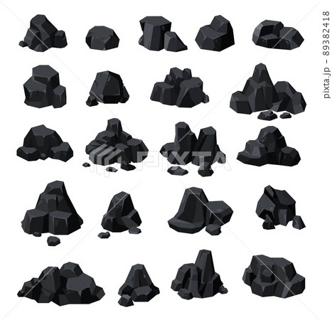 Cartoon coal ore, black charcoal, graphite... - Stock Illustration  [89382418] - PIXTA