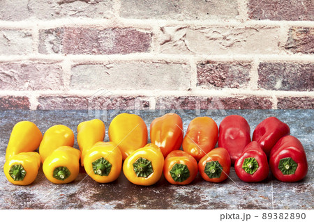 Group of fresh and healthy organic peppers of various colors. Healthy food. Vegetarian food 89382890