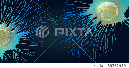 Migrating and spreading cancer cell - 3d illustration Migrating and spreading cancer cell - 3d illustration 89382930