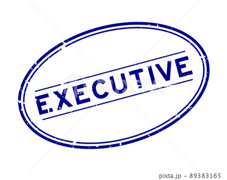 Grunge blue executive word oval rubber seal stamp on white background 89383165