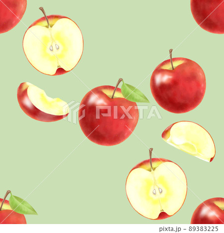 秋の真っ赤なリンゴのシームレス背景のイラスト素材 3225