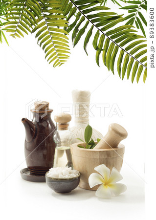 Herbal Compress on white back. Herbal Compress on white back. 89383600