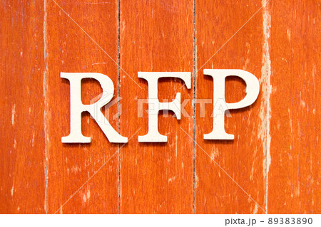 Alphabet letter in word  RFP (Abbreviation of request for proposal) on old red color wood plate background 89383890