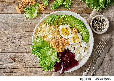 Buddha bowl, balanced food, vegetarian menu. Buddha bowl, balanced food, vegetarian menu. 89384605