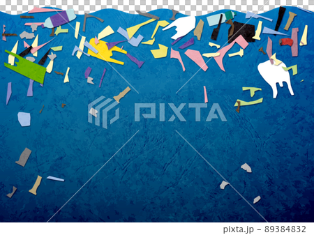 漂浮在水中的海洋垃圾紙工藝 漂浮在水中的海洋垃圾紙工藝 89384832