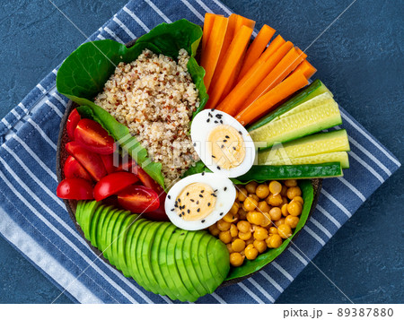 Vegetarian Buddha's bowl, a mix of vegetables. 89387880