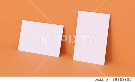 Business card mockup blank for brand identity logo presentation on orange background Business card mockup blank for brand identity logo presentation on orange background 89388389