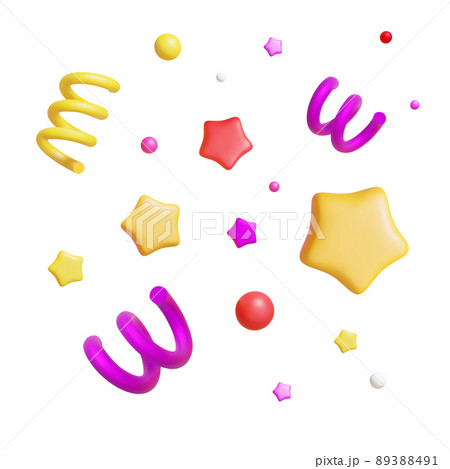 3d Party Confetti Plasticine Cartoon Style Symbol of Surprise Isolated on a White Background. Vector illustration 3d Party Confetti Plasticine Cartoon Style Symbol of Surprise Isolated on a White Background. Vector illustration 89388491