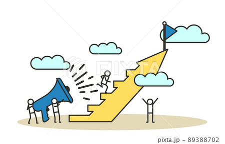 Success people step up on arrow vector promotion team business illustration concept. Successful businessman design background achievement victory celebration career. Award leader target future 89388702