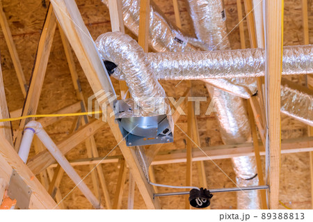 Installing air condition system for ceiling air ventilation and cleaning system pipes Installing air condition system for ceiling air ventilation and cleaning system pipes 89388813