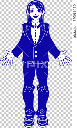 Standing picture of a female student without tie in a blazer Standing picture of a female student without tie in a blazer 89391410