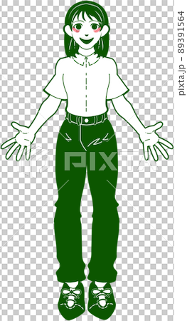 Standing picture of a working woman wearing a short-sleeved shirt 89391564