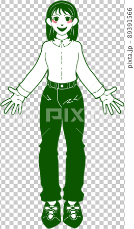 Standing picture of a working woman wearing a long-sleeved shirt Standing picture of a working woman wearing a long-sleeved shirt 89391566