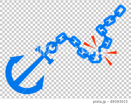 固定するアンカーの鎖が切れたイラスト 89393015