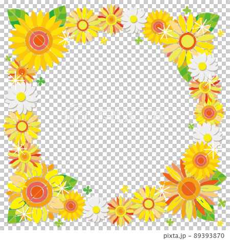 Sunflower flower wreath style frame Sunflower flower wreath style frame 89393870