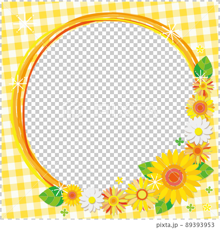 Sunflower flower wreath style frame photo frame plaid yellow 89393953