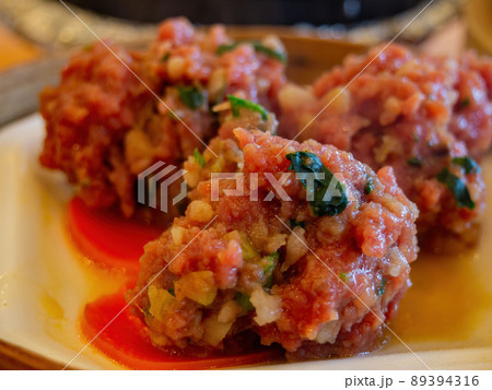 Close up shot of meat ball 89394316