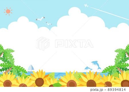 爽やかな夏の海の手描きイラスト 89394814