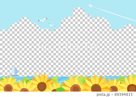 Simple and beautiful summer sea and sunflower illustration Simple and beautiful summer sea and sunflower illustration 89394815