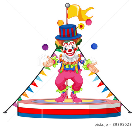 Clown perform on stage on white background Clown perform on stage on white background 89395023
