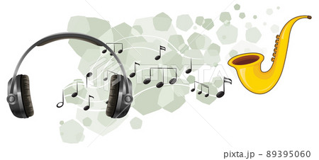 A saxophone with musical notes on white background 89395060