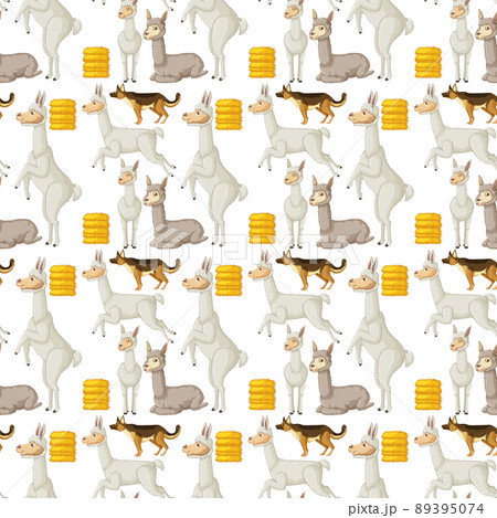Funny alpaca on white background seamless 89395074
