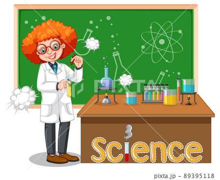 Scientist woman cartoon character with laboratory equipments illustration Scientist woman cartoon character with laboratory equipments illustration 89395118