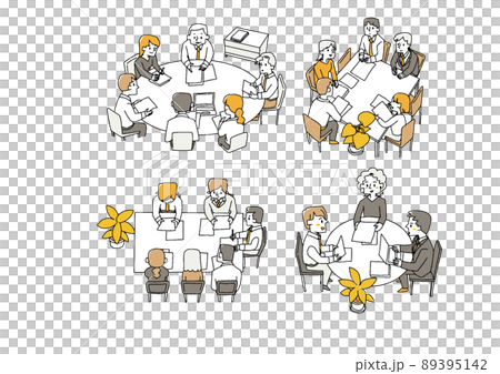 People exchanging opinions at meetings Teamwork set Comical handwritten person Vector, line drawing and color People exchanging opinions at meetings Teamwork set Comical handwritten person Vector, line drawing and color 89395142