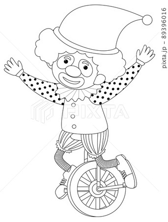Clown black and white doodle character 89396016