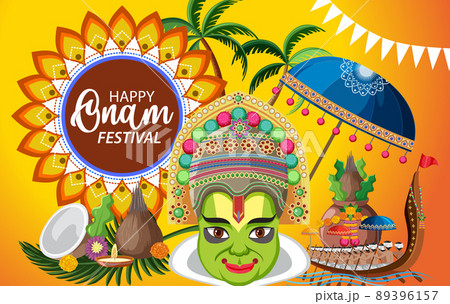 Onam Hindu harvest festival poster 89396157