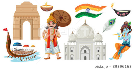 Set of Indian culture objects and symbols 89396163