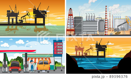 Set of oil petrol and gas relevant scene 89396376