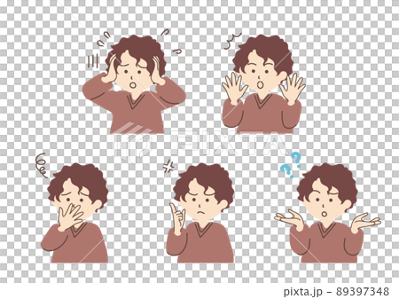 年輕男子的簡單插圖集_B02 [鬆散的燙髮] 89397348