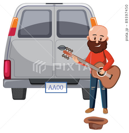 Man playing guitar for money 89397450