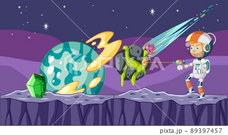 Astronaut shooting rocks in space Astronaut shooting rocks in space 89397457