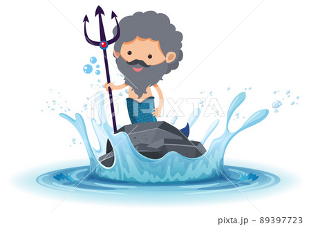 A water splash with mermaid on a stone on white background 89397723