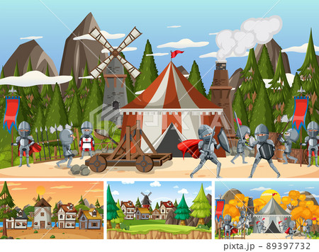 Set of different scene medieval 89397732