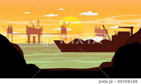 Petroleum industry concept with offshore oil platform 89398188