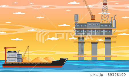 Petroleum industry concept with offshore oil platform Petroleum industry concept with offshore oil platform 89398190