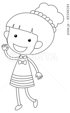 A girl black and white doodle character 89398284
