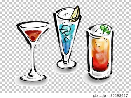 3種雞尾酒的手繪插圖 3種雞尾酒的手繪插圖 89398457
