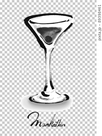 Hand-painted illustration of cocktail Manhattan monochrome 89398461
