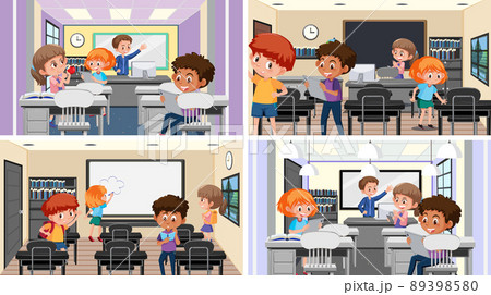 Set of student in the classroom scene 89398580
