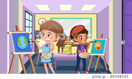 School art classroom with student kids 89398585