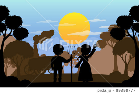 Silhouette scene with medieval 89398777